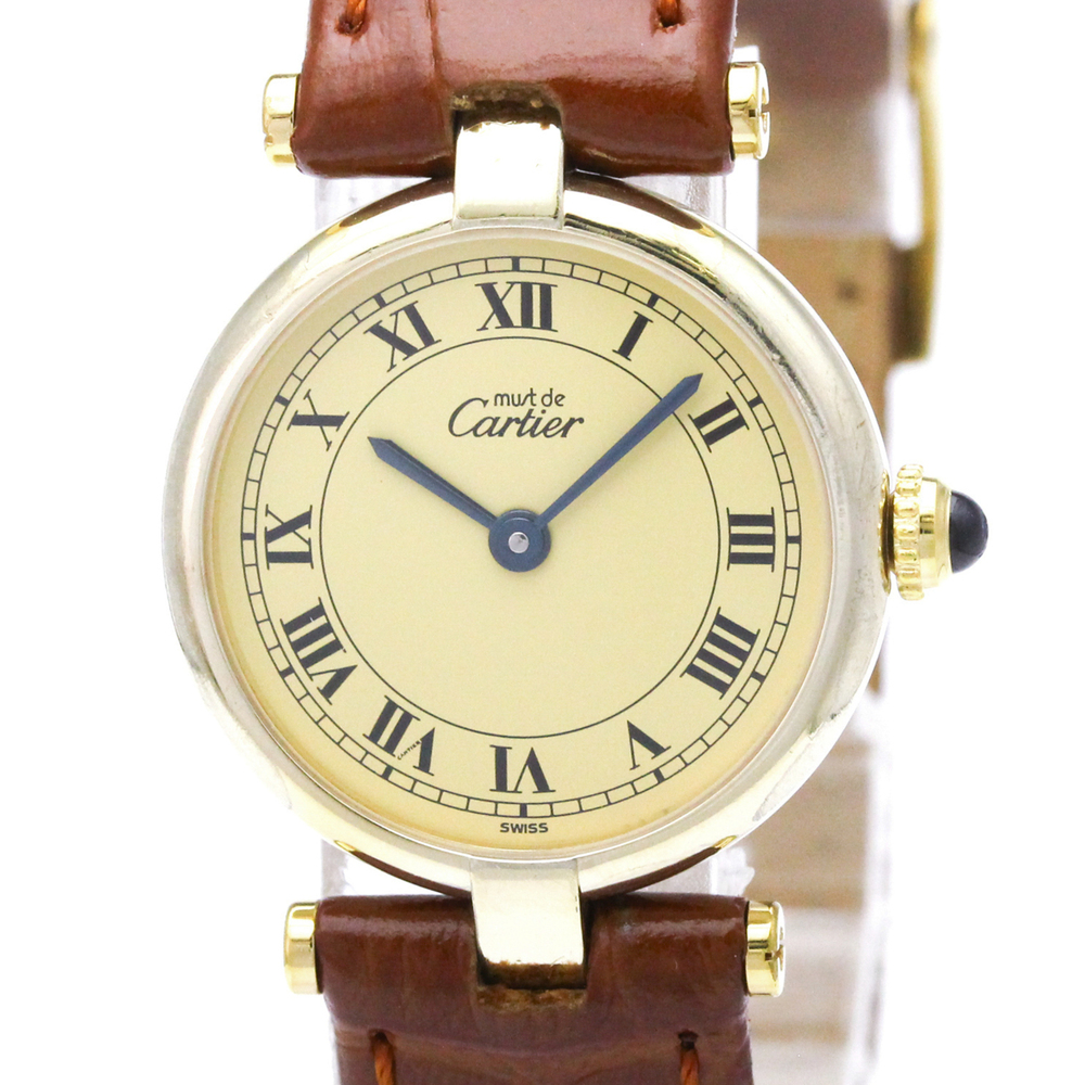 CARTIER Must Vendome Vermeil Gold Plated Quartz Ladies Watch 590004